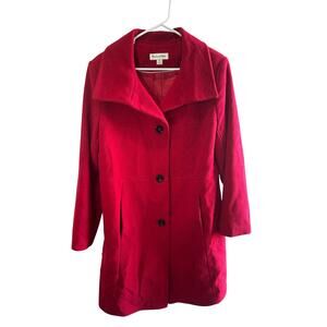 Preston & York Vintage Red Wool Blend Coat Sz 10 Button Up Tiny Imperfections